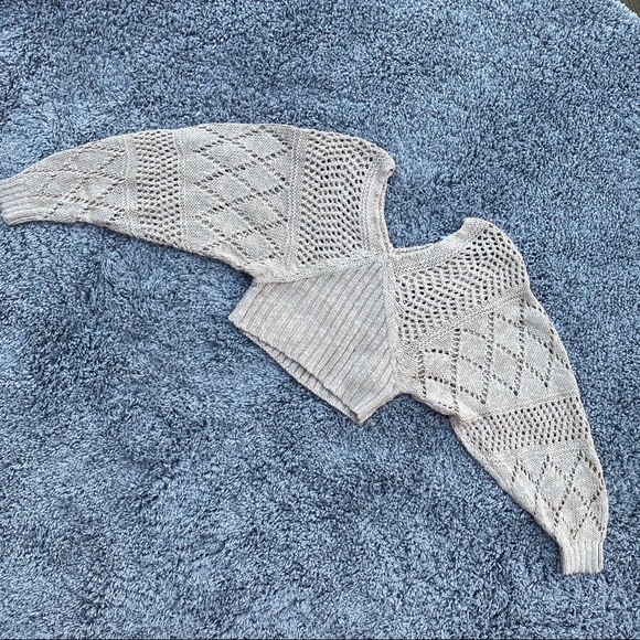 Tan Knit Cropped Sweater - Picture 2 of 7